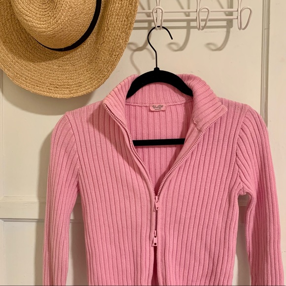 Brandy Melville Sweaters - BRANDY MELVILLE PINK ANGELINA ZIP-UP SWEATER